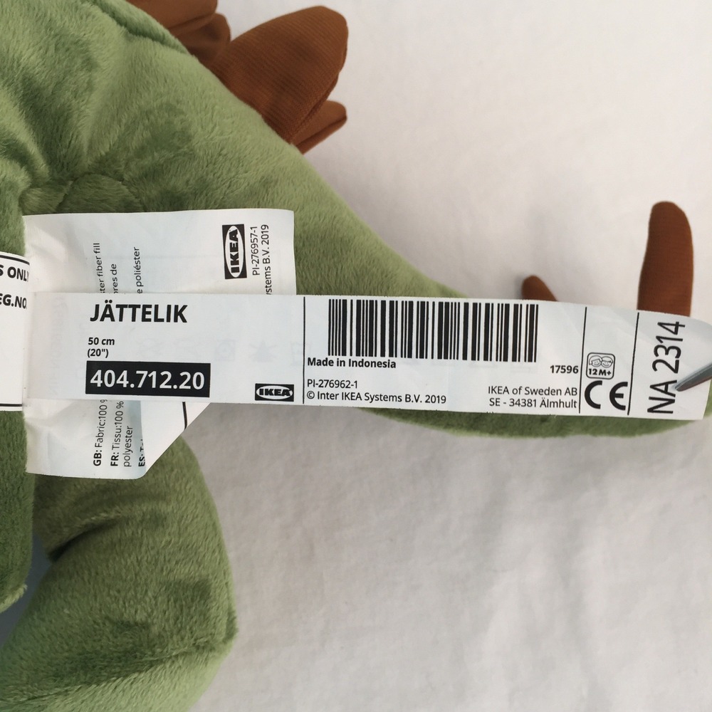 IKEA JATTELIK Dinosaur Plush Set 18" Green Stegosaurus 22" Brown Brontosaurus - Picture 6 of 13